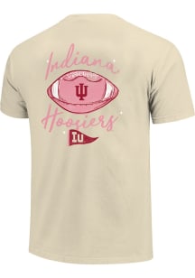 Indiana Hoosiers Womens Ivory Football Sketch Script Short Sleeve T-Shirt