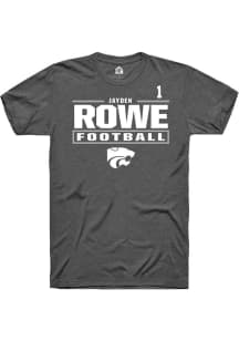 Jayden Rowe K-State Wildcats Dark Grey Football NIL Stacked Box Short Sleeve Player T Shirt