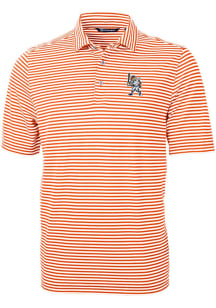 Cutter and Buck Auburn Tigers Mens Orange Virtue Stripe Pique Short Sleeve Polo