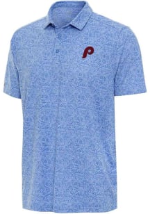 Antigua Philadelphia Phillies Mens Light Blue Tentril Short Sleeve Polo