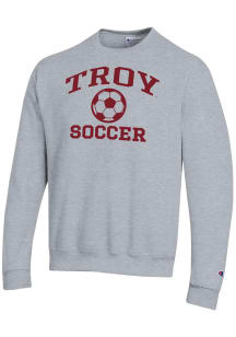 Champion Troy Trojans Mens Grey Soccer Powerblend Long Sleeve Crew Sweatshirt