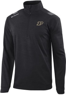 Columbia Purdue Boilermakers Mens Black Heat Seal Oakland Downs Long Sleeve Qtr Zip Pullover