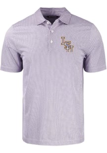 Cutter and Buck LSU Tigers Mens White Symmetry Print Short Sleeve Polo
