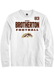 Ryan Brotherton Western Michigan Broncos White Football NIL Stacked Box Long Sleeve Player T Shirt