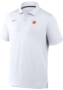 Nike Clemson Tigers Mens White Golf Primary Logo Short Sleeve Polo