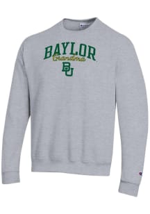 Champion Baylor Bears Mens Grey Grandma Script Powerblend Long Sleeve Crew Sweatshirt