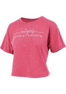 Pressbox Rutgers Scarlet Knights Womens Red Burnout Short Sleeve T-Shirt
