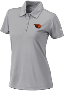 Columbia Oregon State Beavers Womens Grey Heat Seal Birdie Short Sleeve Polo Shirt