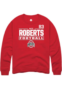 Nate Roberts  Rally Ohio State Buckeyes Mens Red Football NIL Stacked Box Long Sleeve Crew Sweatsh..