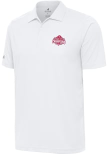Antigua Ohio State Buckeyes Mens White 2024 Football National Champions Tribute Short Sleeve Polo