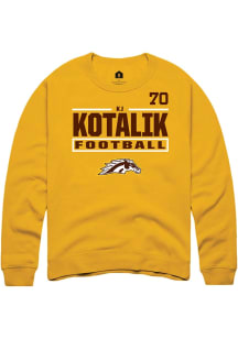 KJ Kotalik Western Michigan Broncos Mens Gold Football NIL Stacked Box Player Crew
