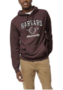 League Harvard Crimson Mens Maroon HARVARD ARCH SHEILD UNIVERSITY SCRIPT Long Sleeve Hoodie