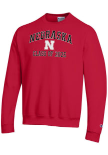 Champion Nebraska Cornhuskers Mens Red Font Class of 2025 Powerblend Long Sleeve Crew Sweatshirt