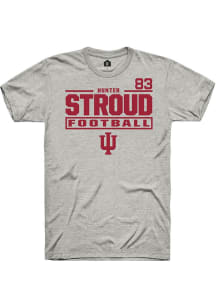 Hunter Stroud Indiana Hoosiers Ash Football NIL Stacked Box Short Sleeve Player T Shirt