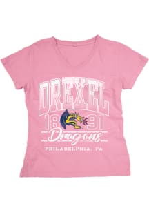Blue 84 Drexel Dragons Womens Pink Dyed Short Sleeve T-Shirt