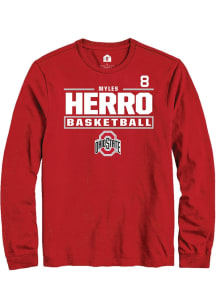 Myles Herro Ohio State Buckeyes Red NIL Stacked Box Long Sleeve Player T Shirt
