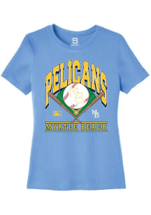 Summit Sportswear Myrtle Beach Pelicans Womens Light Blue Homefield Short Sleeve T-Shirt