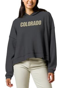 Colorado Buffaloes Womens Black Waffle Hooded Sweatshirt