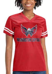 Washington Capitals Womens Tonal Foil Fashion Hockey Jersey - Red