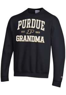 Champion Purdue Boilermakers Mens Black Est. Date Grandma Powerblend Long Sleeve Crew Sweatshirt