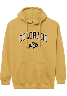 Colorado Buffaloes Mens Gold Arch Mascot Long Sleeve Hoodie