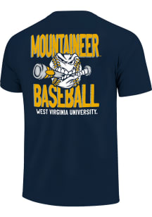 West Virginia Mountaineers Navy Blue Angry Baseball Short Sleeve T Shirt