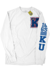 Kansas Jayhawks White Redux Letterman Long Sleeve T Shirt