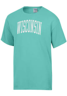ComfortWash Wisconsin Badgers Womens Green Arch Garment Dyed Short Sleeve T-Shirt