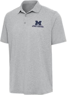 Antigua Michigan Wolverines Mens Grey Retirees Association Par 3 Short Sleeve Polo