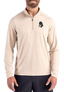 Cutter and Buck Michigan State Spartans Mens Oatmeal Vault Coastline Long Sleeve Qtr Zip Pullover
