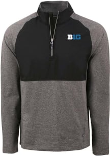 Cutter and Buck Big Ten Mens Black Adapt Eco Hybrid Long Sleeve Qtr Zip Pullover