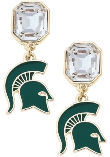 Michigan State Spartans Rhinestone Logo Womens Earrings