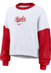Nike Cincinnati Reds Womens White Primetime Crew Sweatshirt