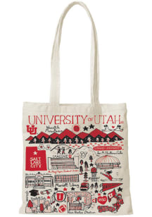 Utah Utes Red Julia Gash Natural Canvas Slim Tote