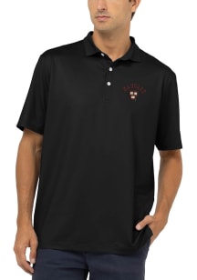Harvard Crimson Mens Black 1636 Shield Short Sleeve Polo