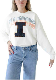 Gameday Social Illinois Fighting Illini Womens White Starlite Crew Sweatshirt