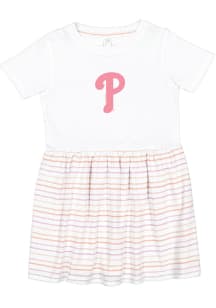 Philadelphia Phillies Toddler Girls White Tonal Primary Logo Short Sleeve Dress