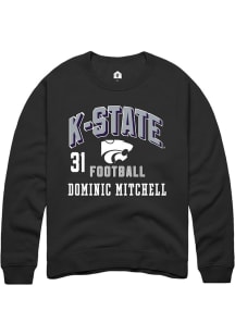 Dominic Mitchell K-State Wildcats Mens Black Football NIL Arch Logo Player Crew