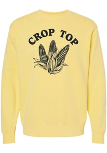 Summit Sportswear Iowa Mens Yellow Crop Top Long Sleeve Crew Sweatshirt