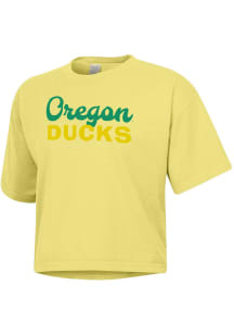 Gear For Sports Oregon Ducks Womens Gold Short Script  Boxy Short Sleeve T-Shirt