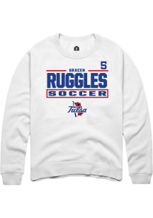 gracen ruggles  Rally Tulsa Golden Hurricane Mens White NIL Stacked Box Long Sleeve Crew Sweatshir..