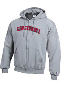 Champion Cincinnati Bearcats Mens Grey Powerblend Twill Long Sleeve Full Zip Jacket