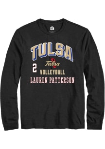 Lauren Patterson Tulsa Golden Hurricane Black NIL Arch Logo Long Sleeve Player T Shirt