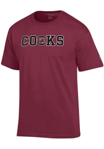 Champion South Carolina Gamecocks Red Block Primary Logo Mascot Short Sleeve T Shirt