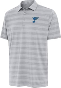 Antigua St Louis Blues Mens Ash Tunnel Short Sleeve Polo