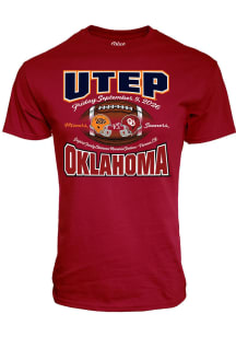 Blue 84 Oklahoma Sooners Crimson Football vs UTEP Miners Short Sleeve T Shirt