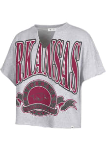 47 Arkansas Razorbacks Womens Grey Banners Out Short Sleeve T-Shirt