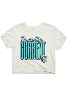 Charlie Hustle KC Current Womens White Classic Crop Short Sleeve T-Shirt
