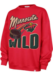 47 Minnesota Wild Womens Red Dime Time Crew Sweatshirt