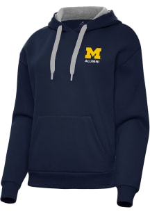 Antigua Michigan Wolverines Womens Navy Blue Alumni Victory Hooded Sweatshirt